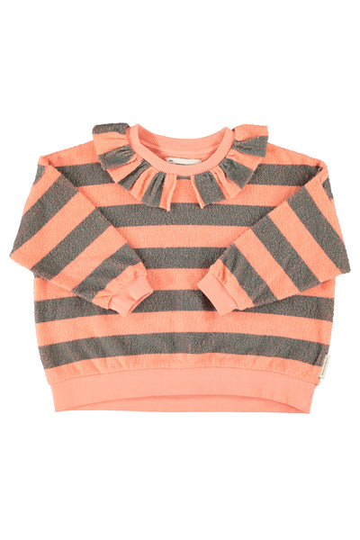 sweatshirt w/ collar | pink & green stripes