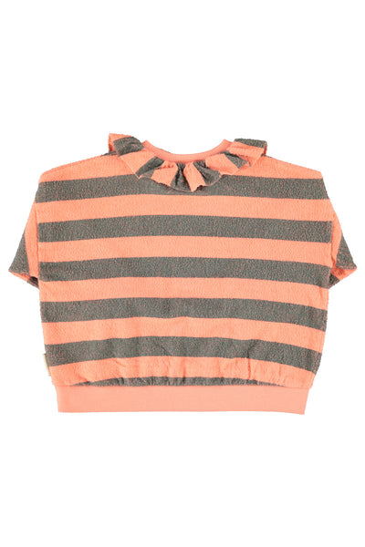 sweatshirt w/ collar | pink & green stripes
