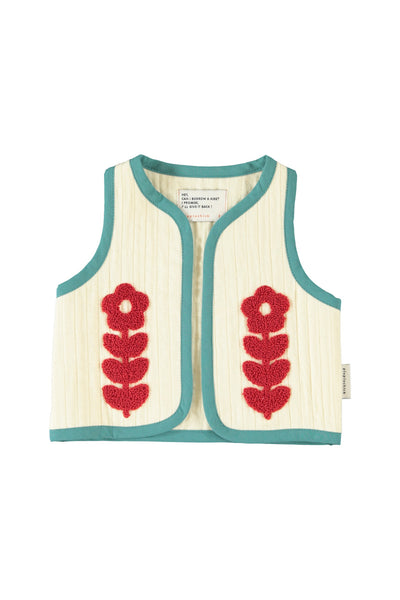 waistcoat embroidered red flowers