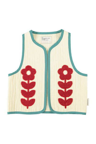 waistcoat embroidered red flowers