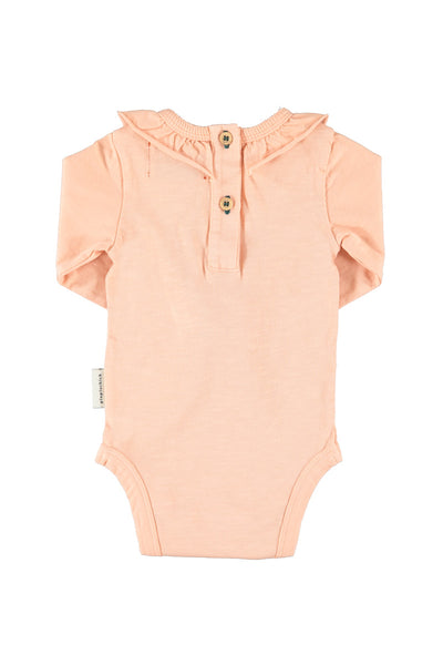 long sleeve bodysuit w/ collar red apple print