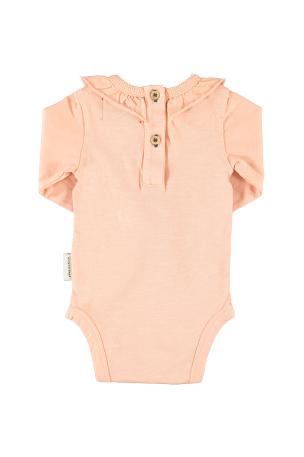 long sleeve bodysuit w/ collar red apple print