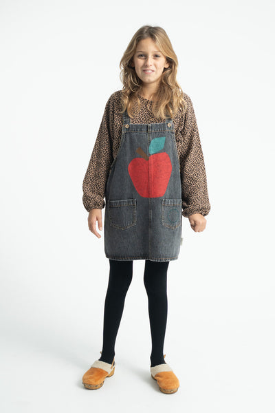 short dress w/ straps apple print