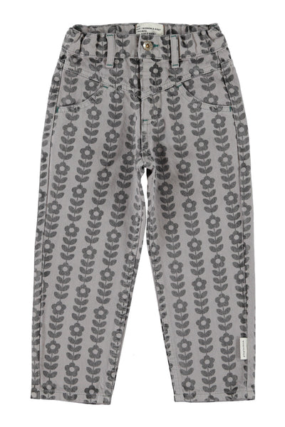 mom fit trousers black flowers