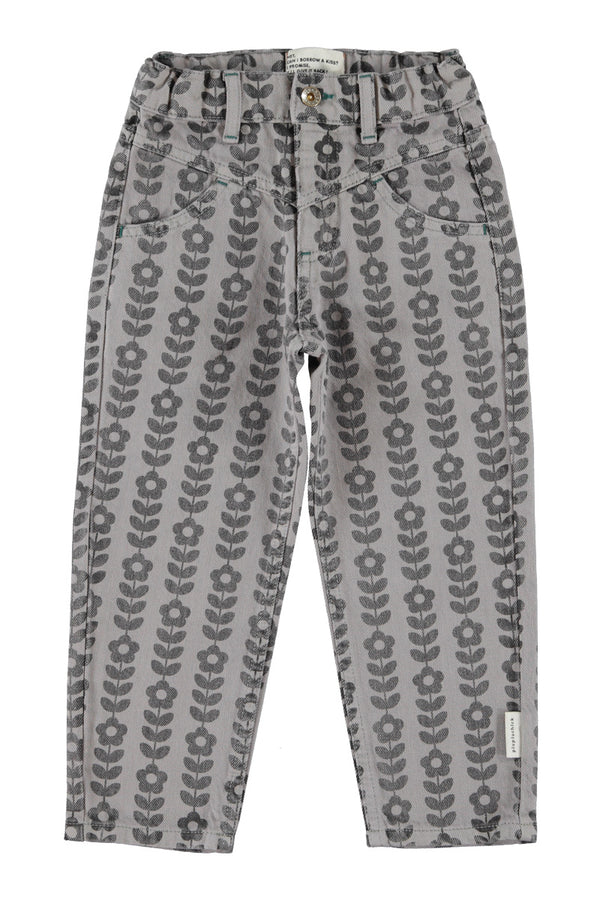 mom fit trousers black flowers