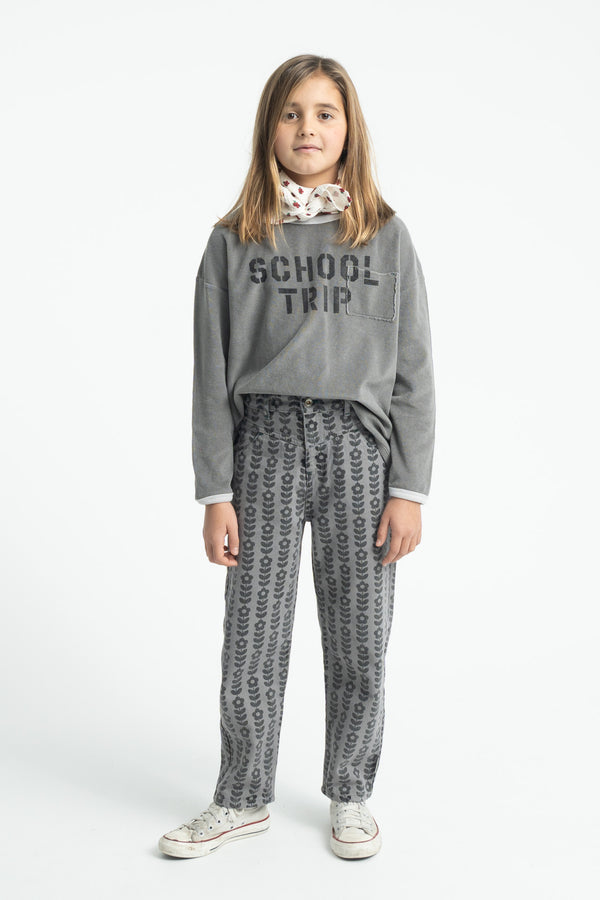 mom fit trousers black flowers