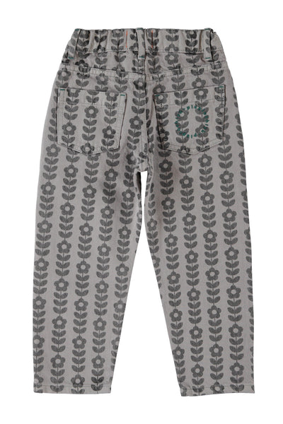 mom fit trousers black flowers
