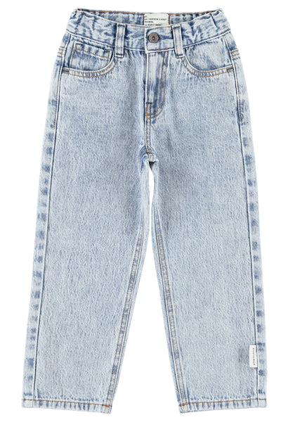 unisex trousers |fadded light blue denim