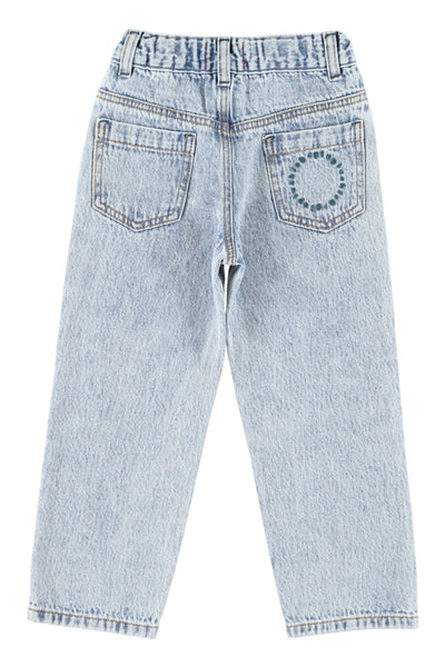 unisex trousers |fadded light blue denim