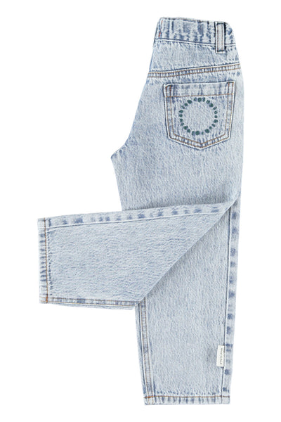 unisex trousers |fadded light blue denim