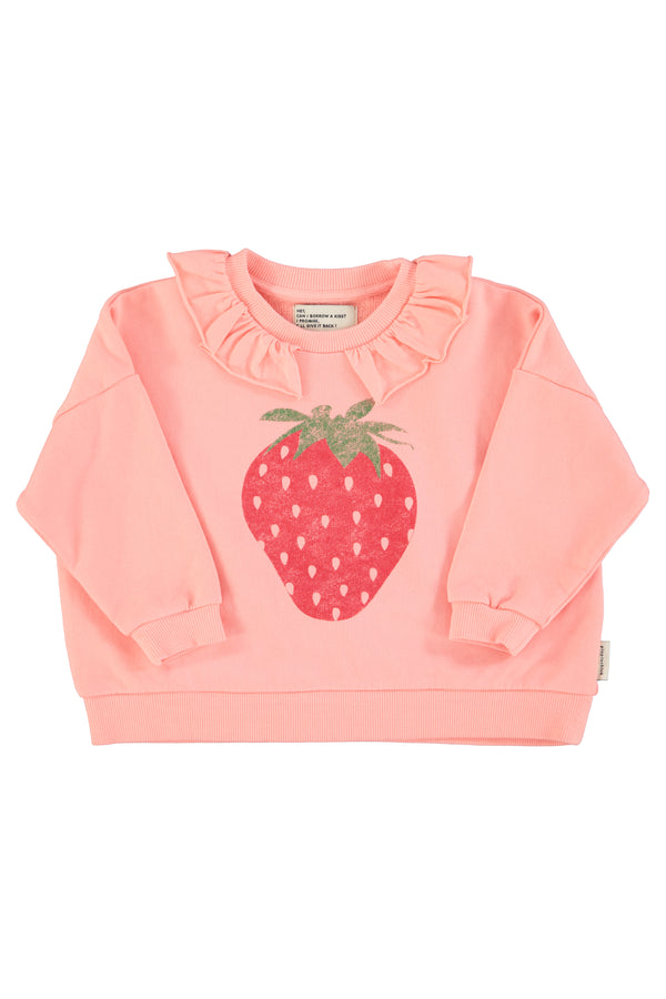 sweatshirt w/ collar strawberry print