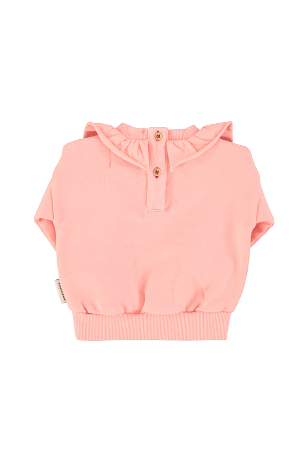 sweatshirt w/ collar strawberry print