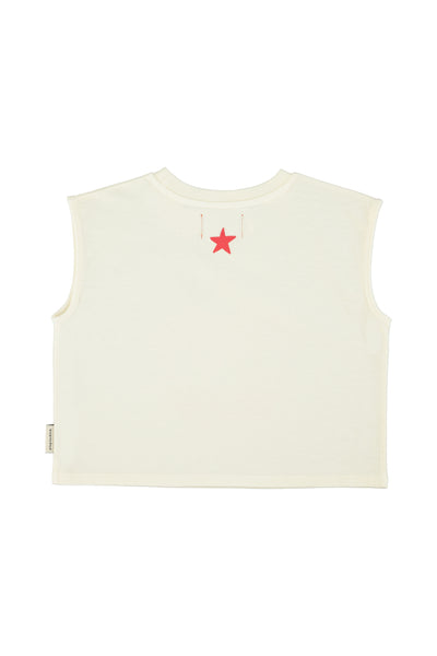 sleeveless t-shirt apple print
