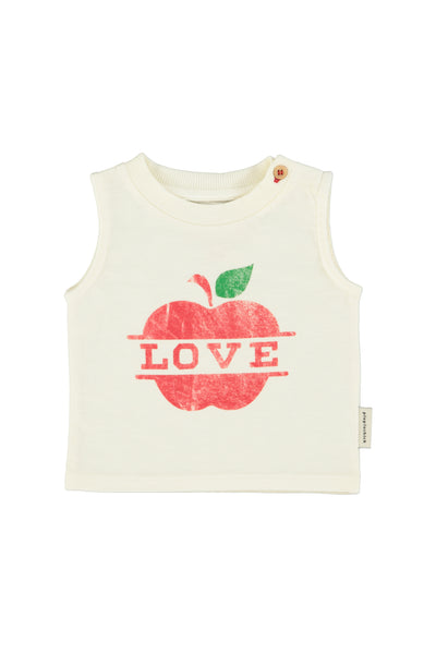 sleeveless t-shirt apple print