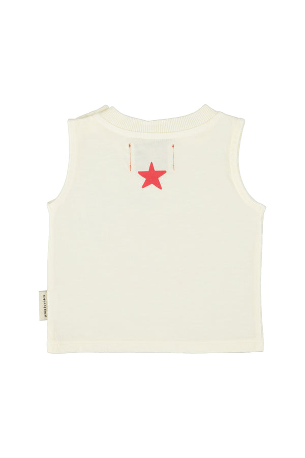 sleeveless t-shirt apple print