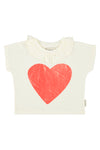 t'shirt w/ collar red heart print