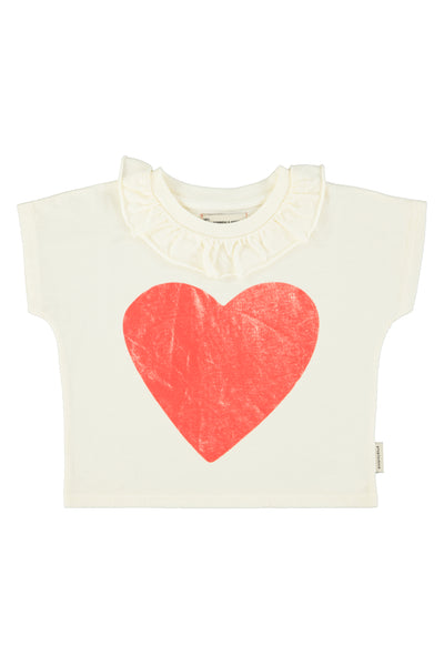 t'shirt w/ collar red heart print