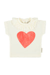 t'shirt w/ collar red heart print