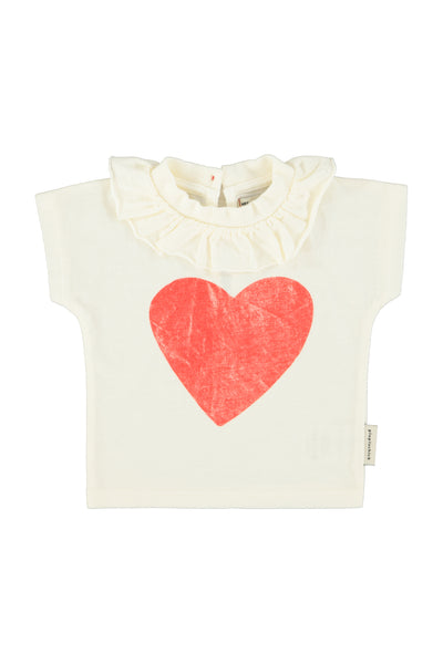t'shirt w/ collar red heart print