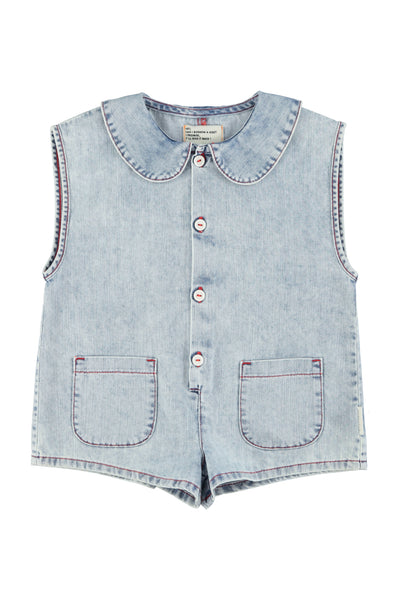 short sleeveless jumpsuit apple print