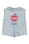 short sleeveless jumpsuit apple print