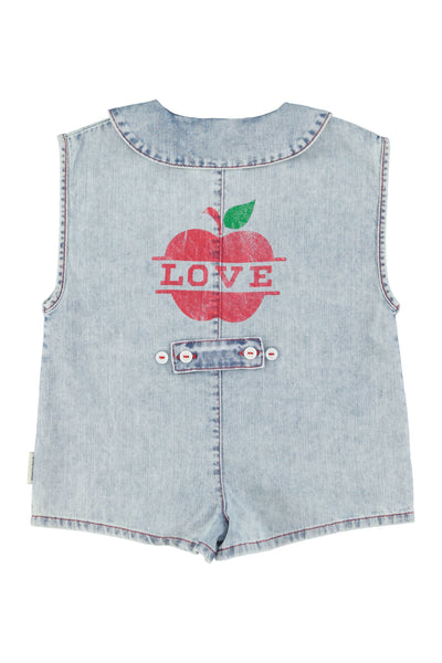 short sleeveless jumpsuit apple print