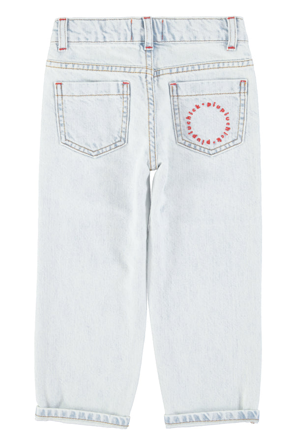 unisex trousers | washed light blue denim