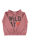 Sweatshirt w/ ruffled collar "wild at heart" print