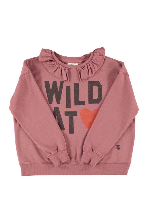 Sweatshirt w/ ruffled collar "wild at heart" print
