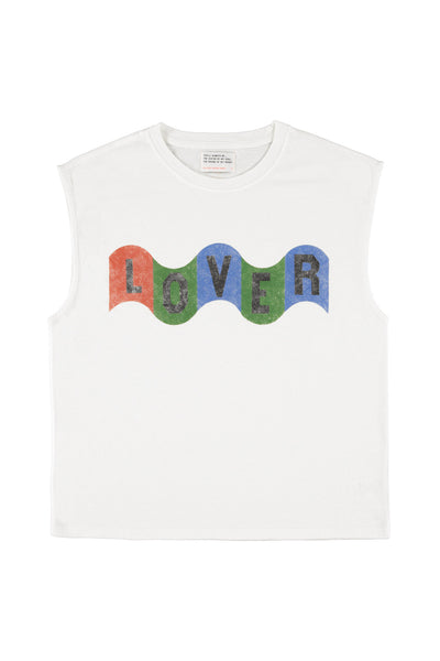 Sleeveless t-shirt w/ round neck "lover" print