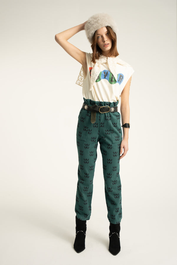 Sleeveless t-shirt w/ round neck "lover" print