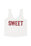 Sleeveless top w/ v-neck "sweet" print