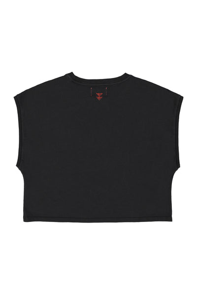 Sleeveless t-shirt/top w/ round neck "silly dancer" print