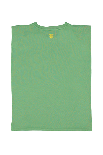 Sleeveless t-shirt w/ shoulder pads leopard print