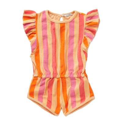 Ruffle terry jumpsuit stripes