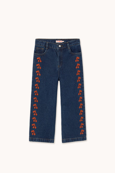 CHERRIES EMBROIDERED JEANS